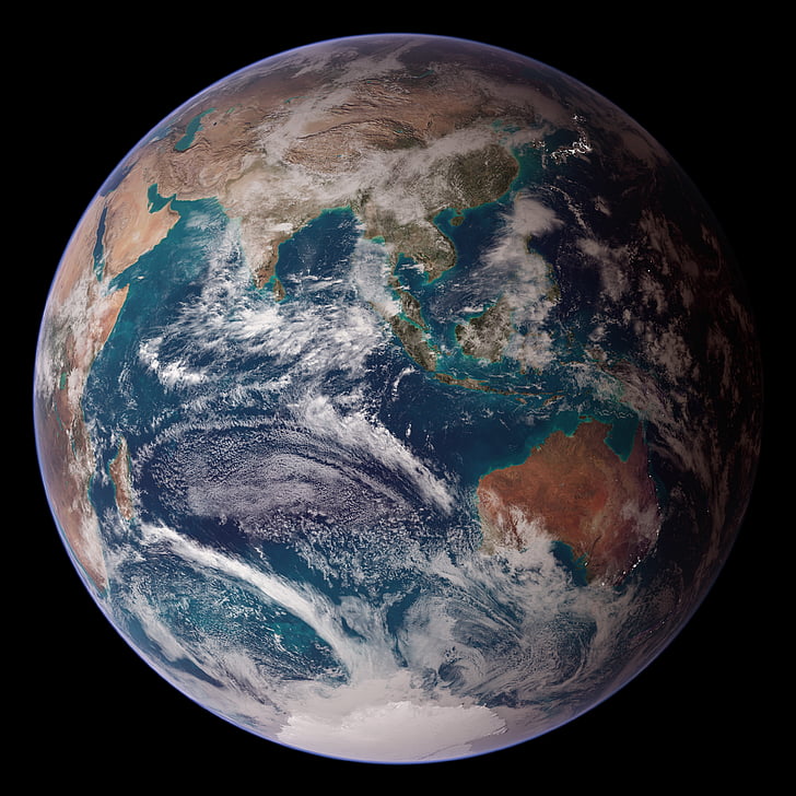 Terra, globo, mundo, hemisfério oriental, espaço, esfera de, azul