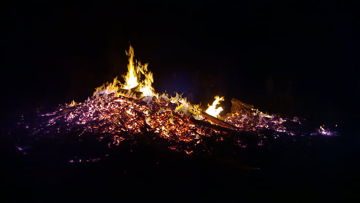 fire, embers, ash, burn, hot, wood, heat