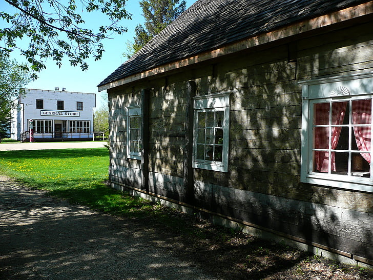 Steinbach, Mennonita heritage village, Manitoba, Kanada, régi, város, épület