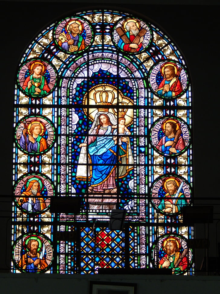 vidro manchado, Igreja, Santo, janela, colorido, pedra angular, Paraguai