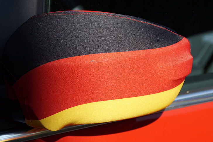 fanartikel, Tyskland, bak speilet, flagg, VM, fotball-VM, fotball-VM