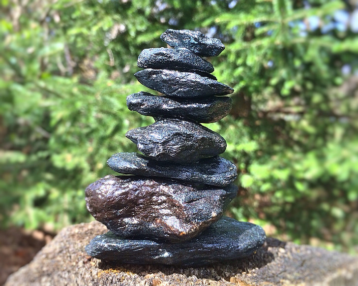 staplade, stenar, magnetit, Rock, balans