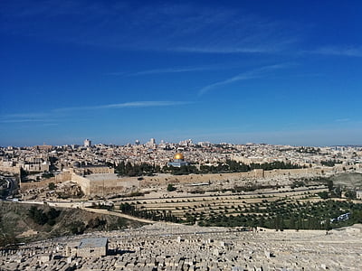 Jeruzalem, Oljski gori, ploščadi za tempelj, kupola na skali, ni ljudi, krajine, na prostem