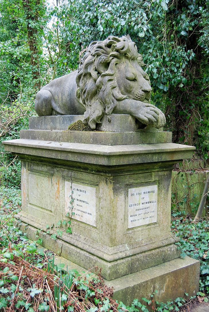 cemetery, tombstone, grave, sculpture, monument, lion