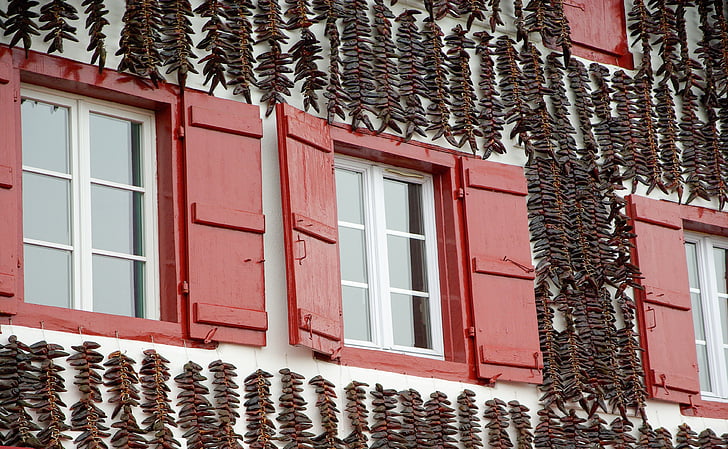 basque country, windows, peppers, france, shutters