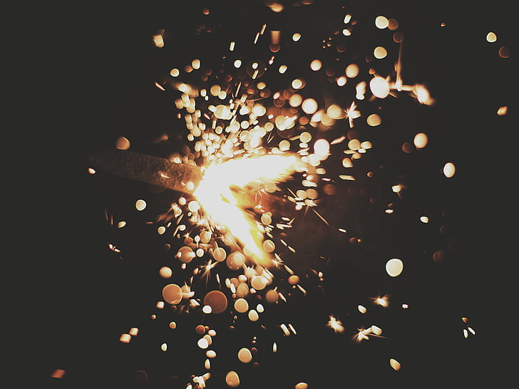 sparkler, sparkling, dark, spark, explode, motion, celebration