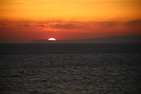 zalazak sunca, marinac, krajolik, solarni, plaža, u večernjim satima, pogled na more