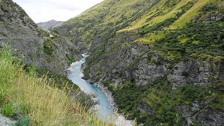 Skippers canyon, Nieuw-Zeeland, Zuidereiland, wildernis, rivier, schot over de rivier, natuur