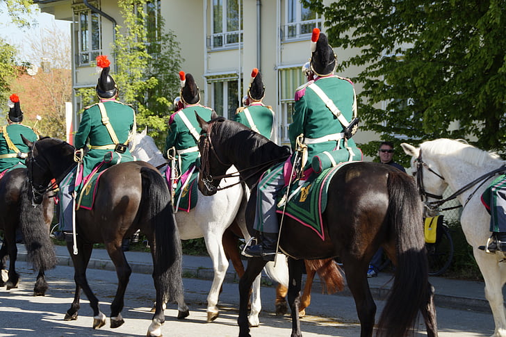 Guard, soldater, beritten, militära, hästar, Reiter, processionen