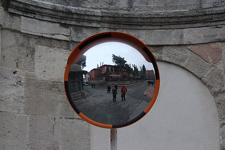 cat eye, reflection, portrait, the mirror, way mirror, traffic mirror