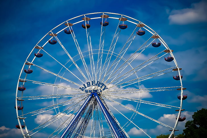 Ferris wheel, braukt, brīvais laiks, gadatirgus, karuselis, debesis, godīgu