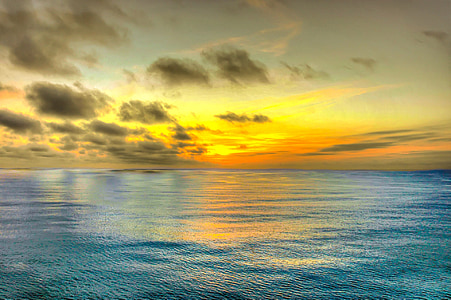 Mediterráneo, puesta de sol, mar, cielo, posluminiscencia, abendstimmung, nubes