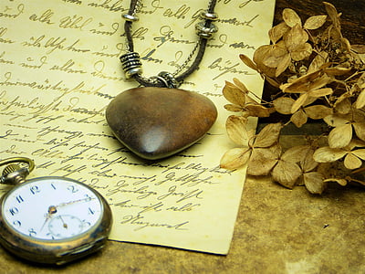 coração, madeira, relógio, tempo, dígitos, letras, fonte