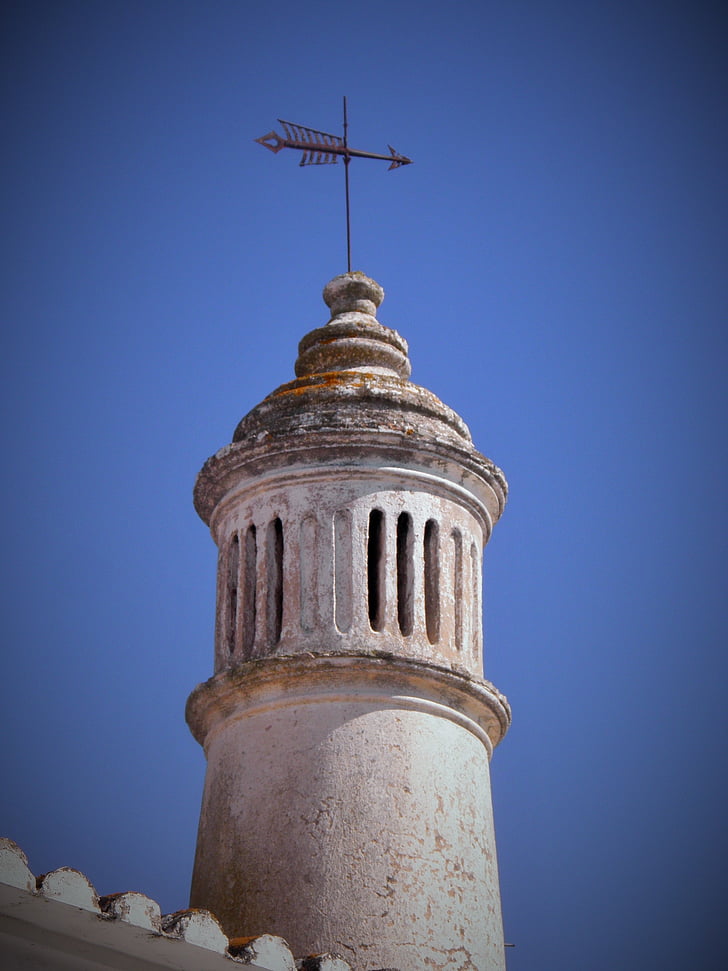 komín, zvaný Weathervane, Algarve, Portugalsko, korouhvičky, střecha, vítr