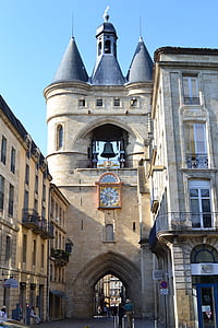 grande sino, sino, Bordeaux, porta, arco, rua, relógio