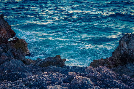 Sea, kivid, rannikul, Mallorca, Hispaania, kivid, rannajoon