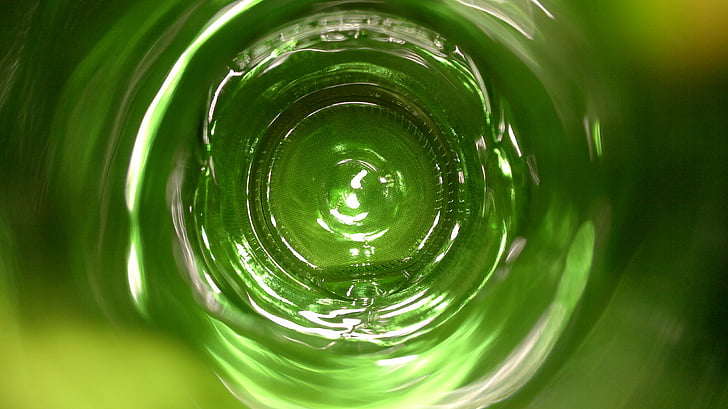 butelis, žalia, alus, ratas