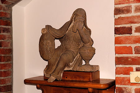 cavaller, estàtua, pedra, decoració, figura