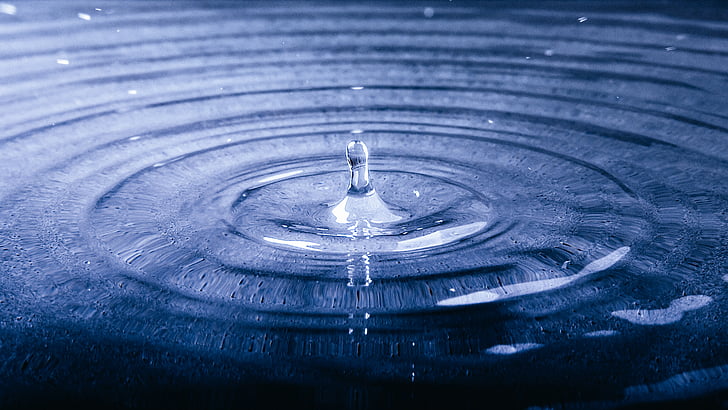blue, drop, liquid, ripple, transparent, water, water drop