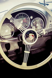 Branco, Porsche, direção, roda, carro, Carros, vintage