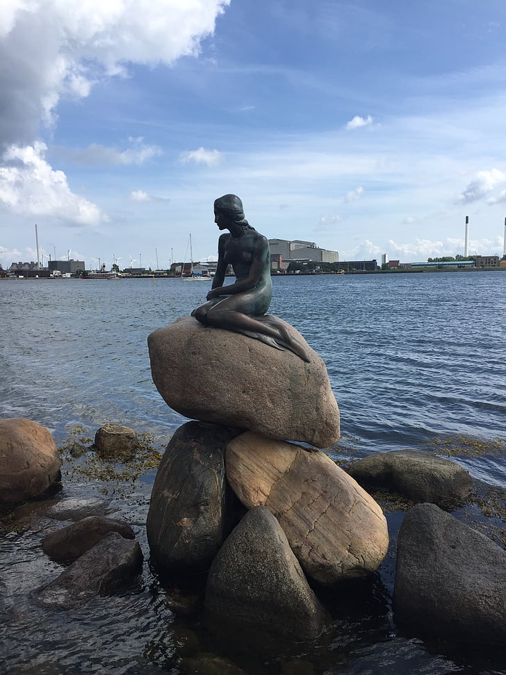 Kopenhagen, Meerjungfrau, Statue, Reisen, berühmte, im freien, Sightseeing