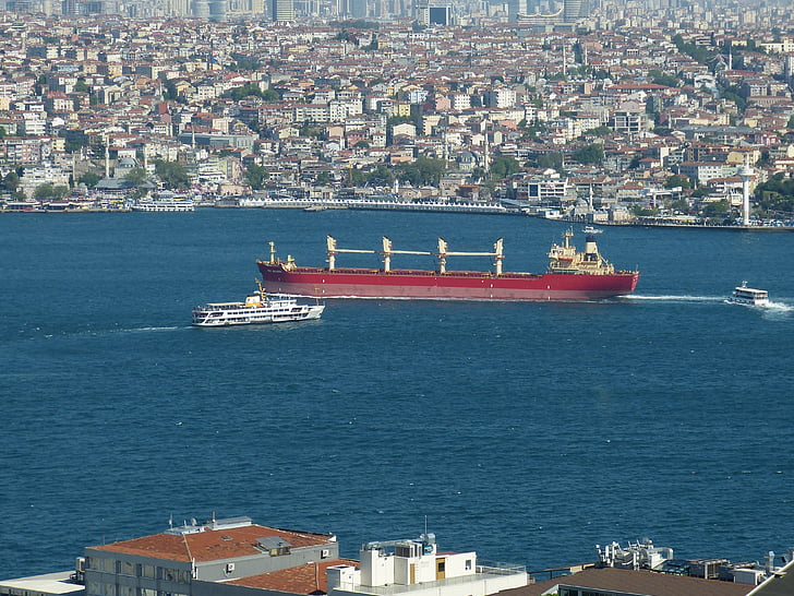 Bosphorus, Istanbul, Turkiet, Outlook, Visa, fartyg, Megacity