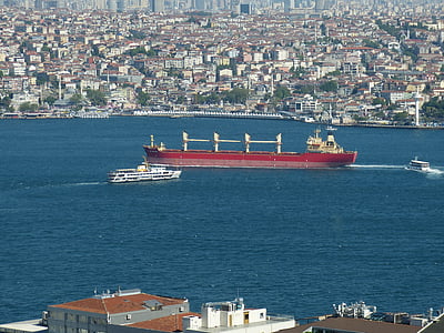 博斯普鲁斯海峡, 伊斯坦堡, 土耳其, 前景, 视图, 船舶, 大
