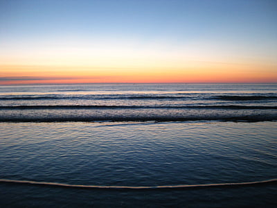 naplemente, lemenő nap utolsó sugarai, Beach, légkör, tenger, esti égen, természet