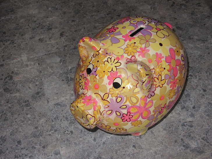 piggy bank, colorful, retired, pig, save, color, contrast