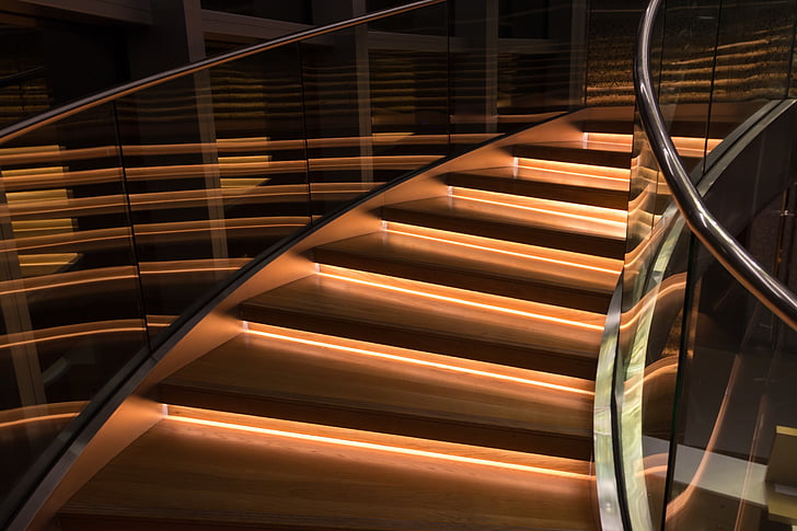 escaleras, moderno, arquitectura moderna, diseño de interiores, interior, iluminación, escalera