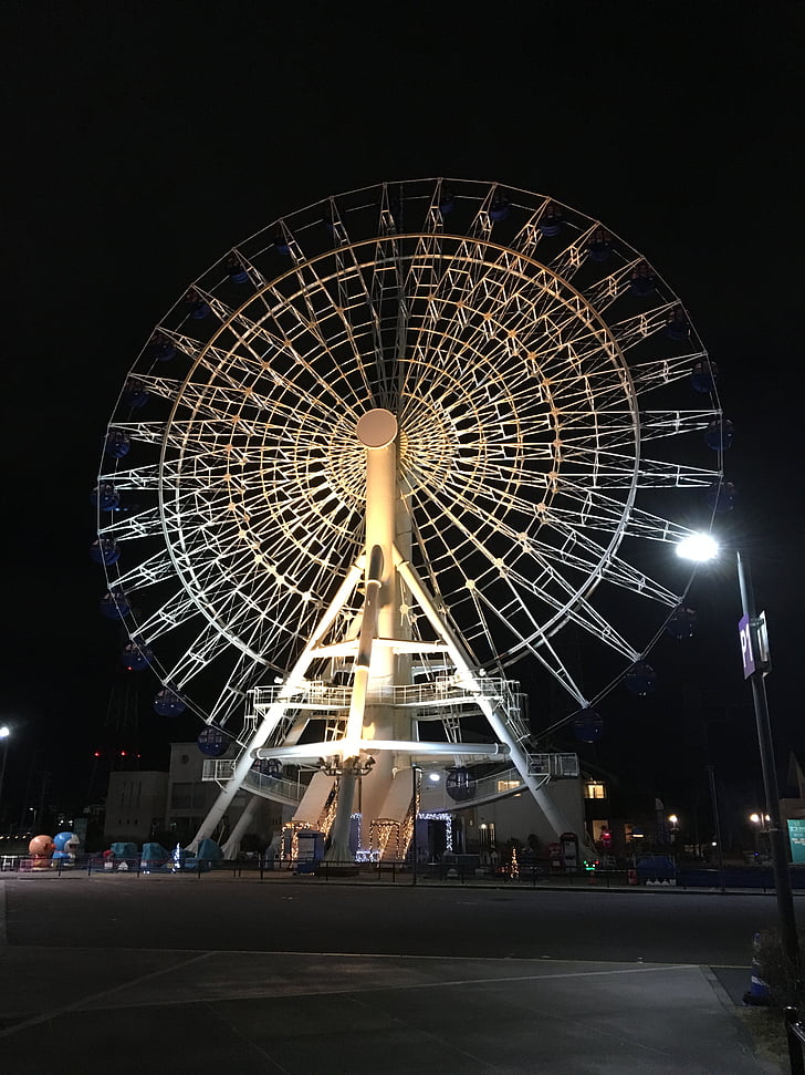 prižgati, nočni pogled, panoramsko kolo Wiener Riesenrad, noč