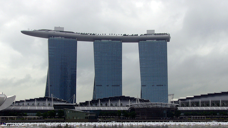 Hotel, bygning, futuristisk, arkitektur, Marina bay sands, luksushotel, Singapore