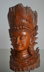 Buddha, ukiran, kayu, agama, Buddhisme, Asia, patung