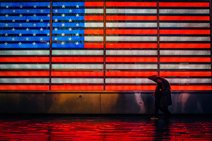 Amerikaanse vlag, het platform, achtergrond, gebouw, Kleur, donker, ontwerp