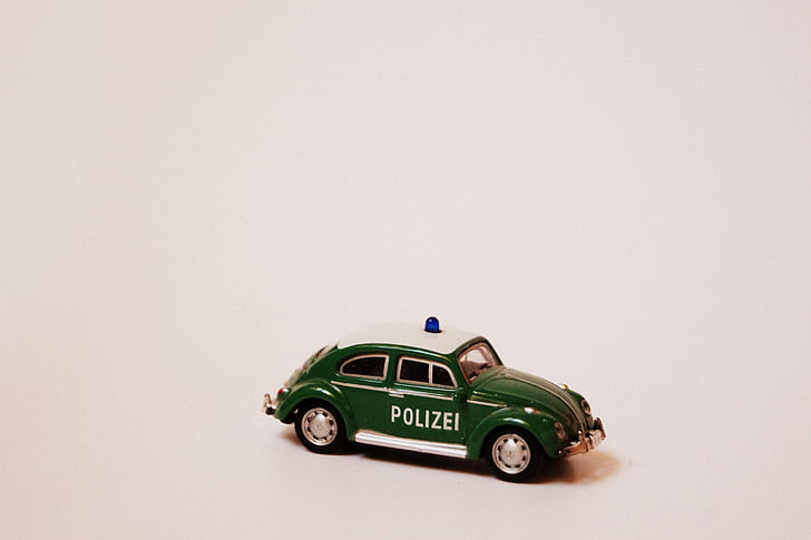 Policja, samochód policyjny, retro, miniaturowe, Mini, Nostalgia, zabawki