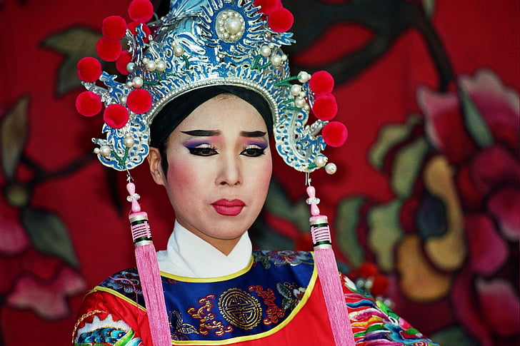 acteur, Taiwan, fête, asiatique, Chinois, femme, vêtements traditionnels