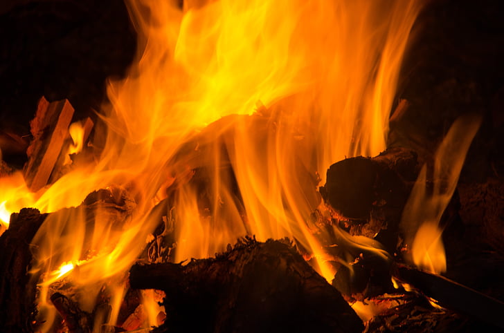 campfire, fire, wood, flame, barbecue, fireplace, embers