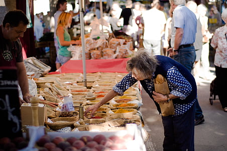 market, old, elderly, france, provence, elderly woman, grandma