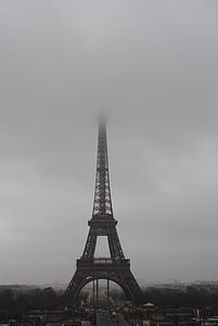 arkkitehtuuri, Eiffel-torni, sumuinen, Ranska, Maamerkki, Pariisi, näky