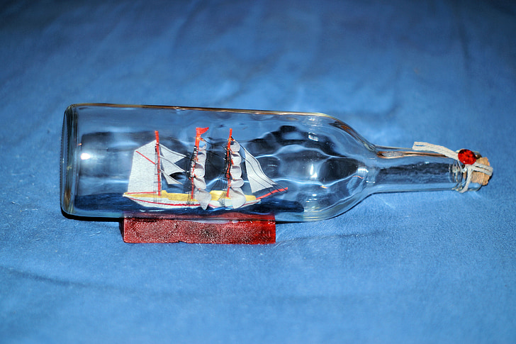 bottle ship, sailing vessel, bottle, nostalgic, memory