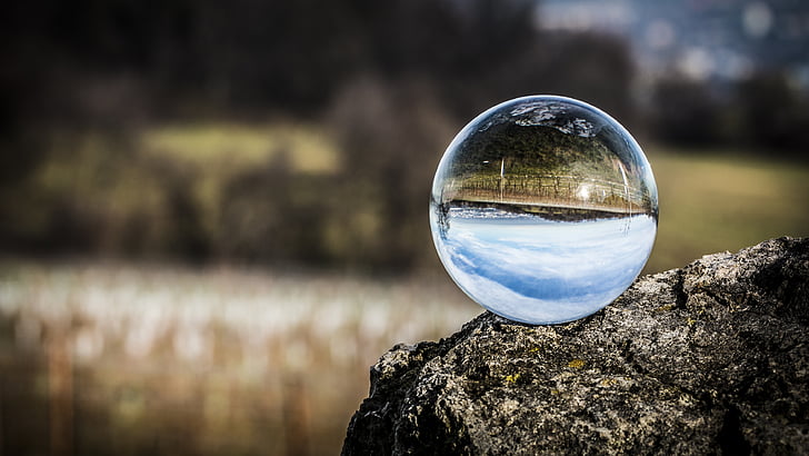 glass ball, landscape, globe image, ball, nature, sphere