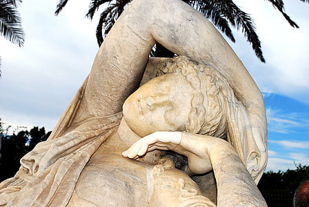 statue de, femme, sculpture, dormir, France, jardin