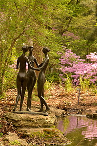 jardín, estatua de, primavera, escultura, Parque, piedra, al aire libre