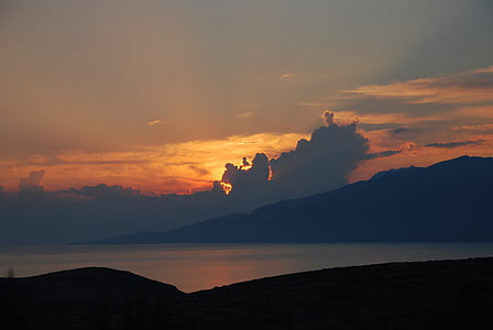 posta de sol, cel, Mar, núvols, abendstimmung, cel de nit, Creta