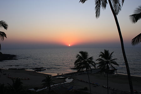 Goa, Indie, pláž, Západ slunce