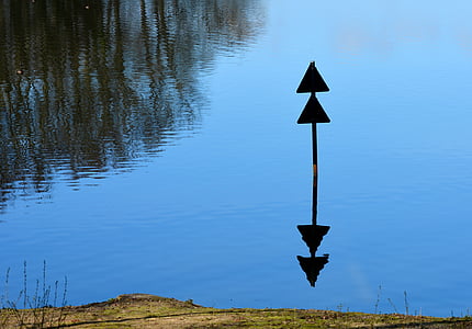 nautical, daymark, mirroring, shield, water, water routes, nature
