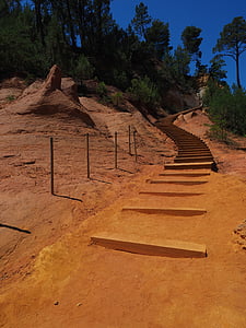stairs, gradually, nature park, rise, emergence, ocher rocks, ocher