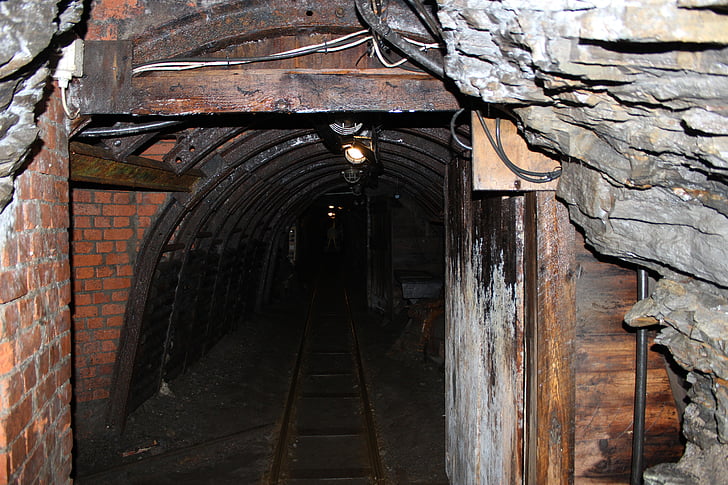 mijnbouw, tunnel, hars, steenkoolwinning, koolstof, historisch, oude