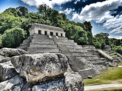 pyramida, Palenque, krajina, Příroda, Mexiko, archeologie, známé místo