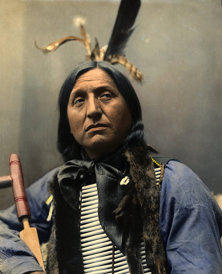 Portret, linkerhand Beer, Chief, oglaha sioux, Indiase, native american, 1898